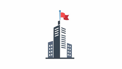 Fototapeta premium Modern office building with flag.