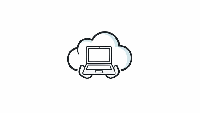 Laptop Computer Cloud Connection Symbol.