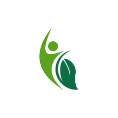 Green Human and Leaf Symbol for Health and Nature