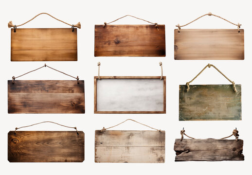 Rustic Wooden Signs Element Set