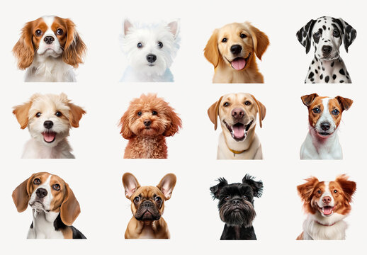 Adorable Diverse Dog Portraits Element Design Set