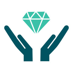 Two hands holding diamond