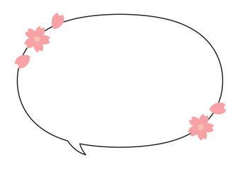 桜のあしらいシンプルな楕円の吹き出し（内向きしっぽ）