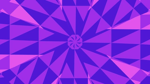 Geometric pattern of purple triangles in a radial design on a flat surface
