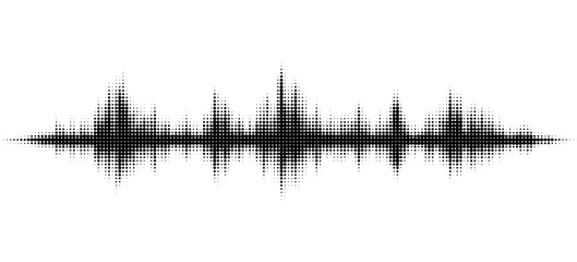Vector retro grunge sound wave pattern. Audio equalizer halftone design with pulse effect © Dayat