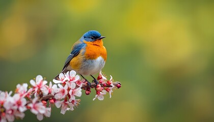 Fototapeta premium Robin perched on a branch in a garden