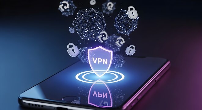 VPN Service for Private Browsing and Secure Encrypted Internet Connection Concept