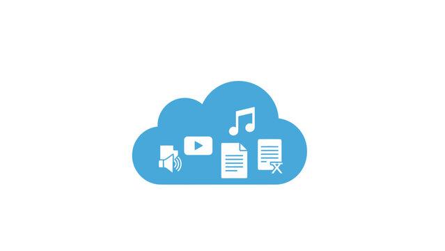 Cloud icon with media symbols.
