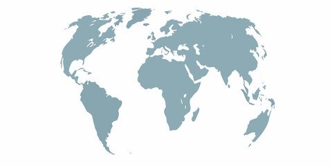 A simplified world map illustration with continents in a muted blue tone © Pabitra