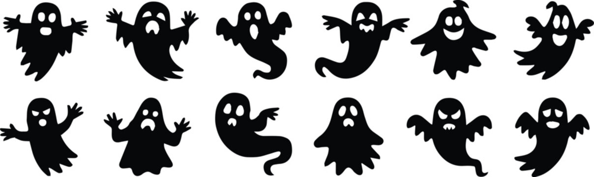 ghost variety of silhouette illustrations for packaging use