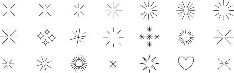 sparkle vector pack sparkle shapes starburst and heart motif
