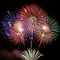 Obraz premium Colorful Fireworks Display Against Dark Night Sky celebration