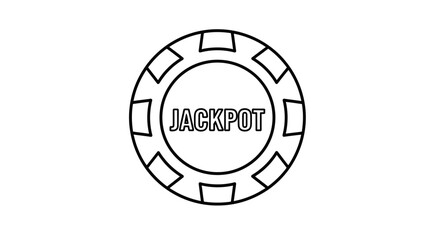 Black and White Jackpot Poker Chip Icon