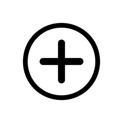 Fototapeta premium A black circle with a plus sign in the center