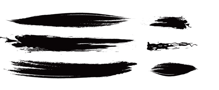 Japanese Ink Brush Stroke Set &ndash; Black Sumi Calligraphy Vector Collection