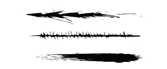 Japanese Ink Brush Stroke Set &ndash; Black Sumi Calligraphy Vector Collection