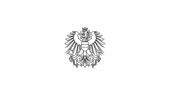 Austrian Coat of Arms Emblem, Black and White, Official Symbol