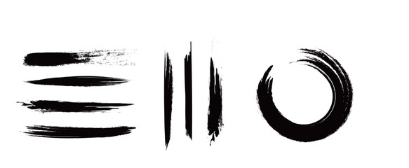 Japanese Ink Brush Stroke Set &ndash; Black Sumi Calligraphy Vector Collection