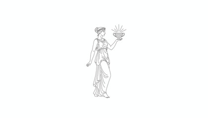 Fototapeta premium Ancient Greek Goddess Holding a Radiant Cup