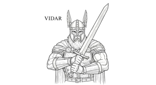 Viking Warrior Vidar with Sword, Norse Mythology, Ancient Warrior, Medieval Armor