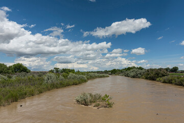 Winding River Through Rural Southwestern High Plains