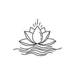 Obraz premium A serene lotus flower blooming on a calm body of water with gentle waves isolated on transparent background