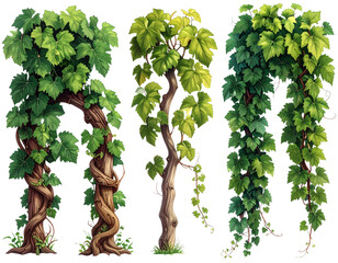 Firefly_Chic wicker hanging egg chair with cozy white cushions showcased against a transparen - Firefly_collection of vines isolated on a transparent background, (4)