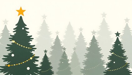 Obraz premium Christmas trees stand in a forest scene on a snowy, wintery day with soft white background