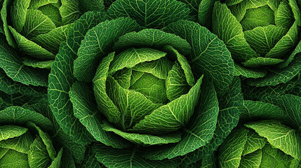 Obraz premium A close-up view of fresh cabbage with vibrant green leaves