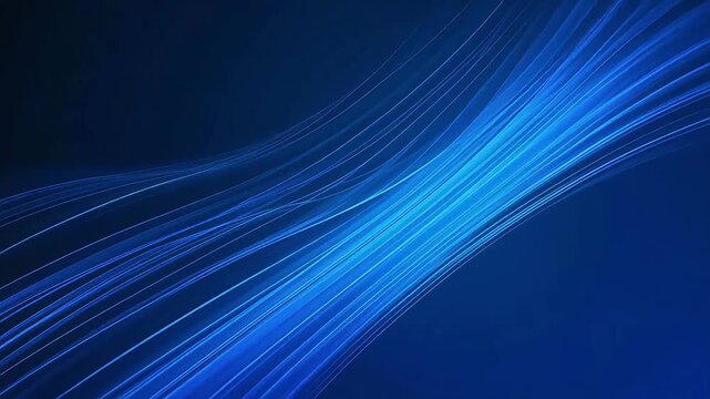 Abstract blue digital flow background with glowing cyan lines, futuristic data stream motion for AI, fintech, cybersecurity and corporate technology visuals.