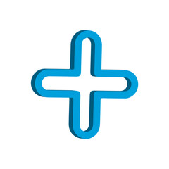 Obraz premium 3D Cyan Blue Plus Icon Add Button Medical Cross Symbol Modern Glossy UI App Interface Element High Resolution Isolated Transparent Background