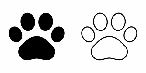 Two contrasting paw prints a solid black and a white outline © Lalin