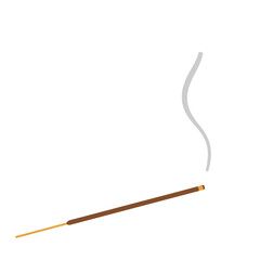 Sandalwood incense stick releasing a gentle trail of smoke, isolated on a pristine white background, capturing a serene and calming atmosphere