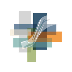 Transparent sticky film piece elegantly isolated on a white background with colorful abstract geometric shapes