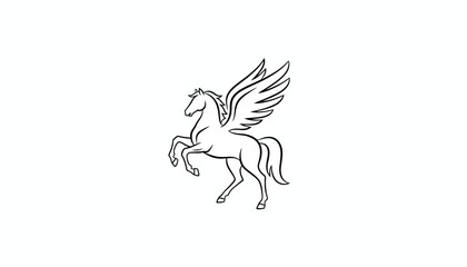 Obraz premium Elegant Pegasus Horse Line Art Drawing, Mythical Creature, Winged Horse Silhouette