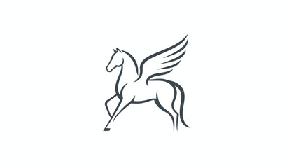 Obraz premium Elegant Pegasus Silhouette, Mythical Winged Horse, Symbol of Freedom and Inspiration