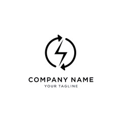 Obraz premium Lightning Bolt Logo Design Template Black.