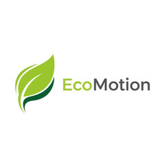 Fototapeta premium EcoMotion Logo Green Leaf Emblem Design.