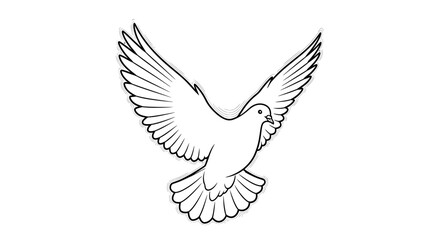 Obraz premium Dove Bird Flying Open Wings Sketch Drawing Line Art Symbol Peace Freedom Hope