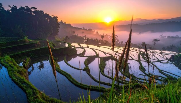 Rice terrace sun