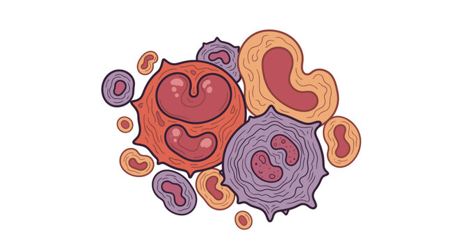 Microscopic View of Human Blood Cells and Immune System.