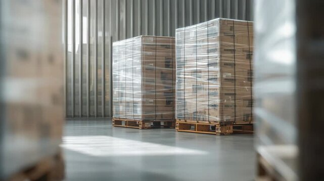 Pallet cardboard box warehouse storage logistics wrapped pallet stack wooden pallet with soft