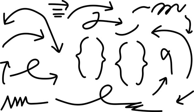 Hand drawn doodles collection various arrows and squiggles for creative projects