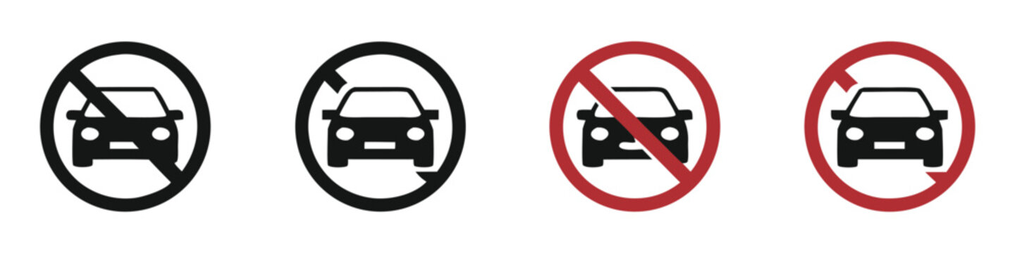 No parking vector signs set. Don't park here vector icons