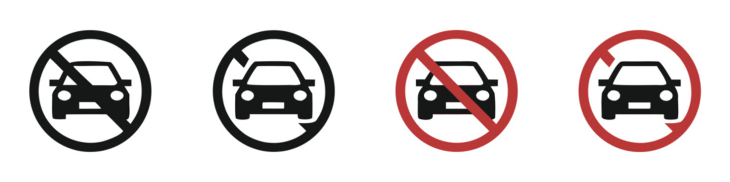 No parking vector signs set. Don't park here vector icons