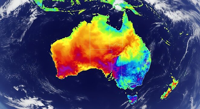 Australia heat map from satellite climate change global warming.