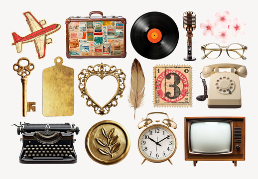Vintage Of Retro Items Element Set