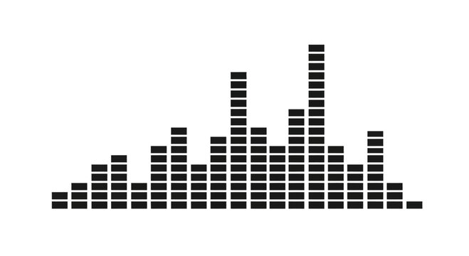 Black and white audio equalizer bars for sound visualization.