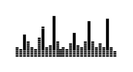 Obraz premium Black and white audio equalizer sound wave graphic.
