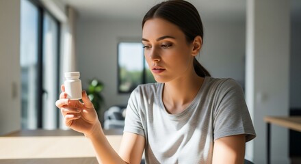 Thoughtful woman contemplating daily medication's long-term impact